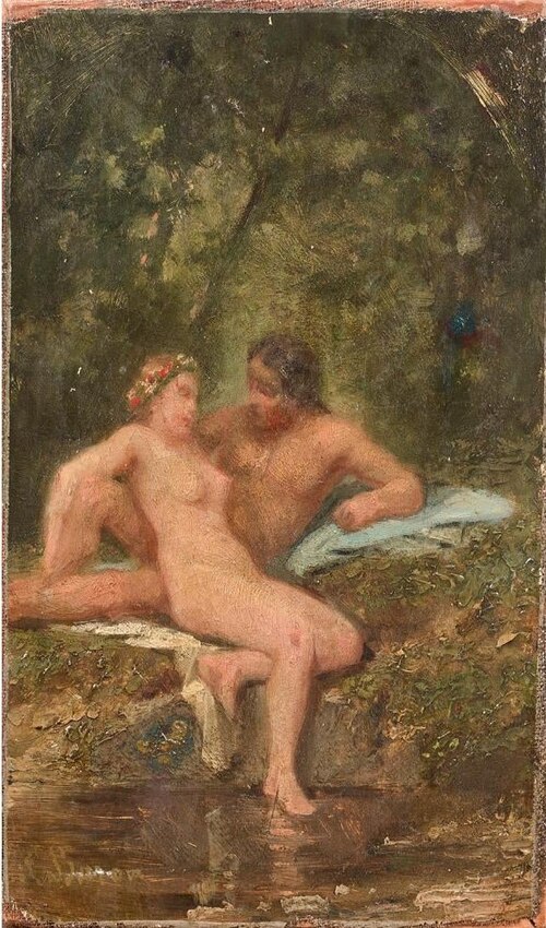 Nymph and Satyr, , Henri Baron