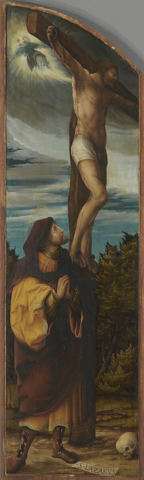 Kreuzigungsaltar, linker Flügel: Der bußfertige Schächer und der hl. Lazarus, 1519, Hans Burgkmair