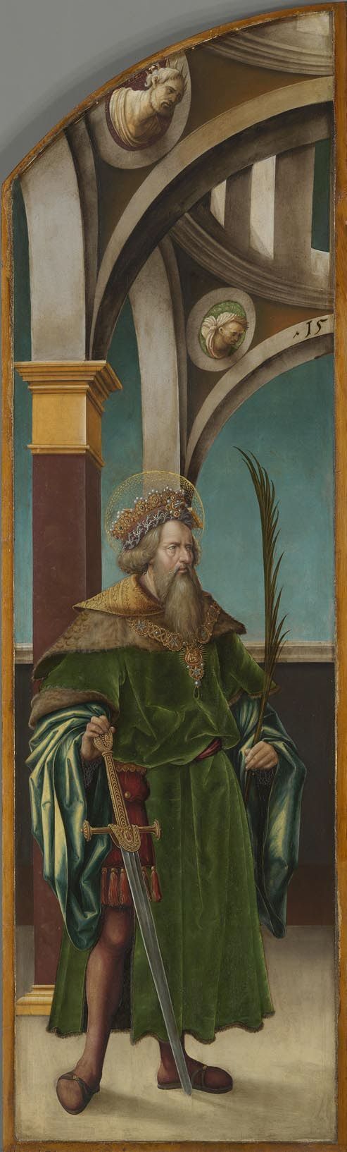 Kreuzigungsaltar, linke Flügelaußenseite: Hl. Sigismund, 1519, Hans Burgkmair