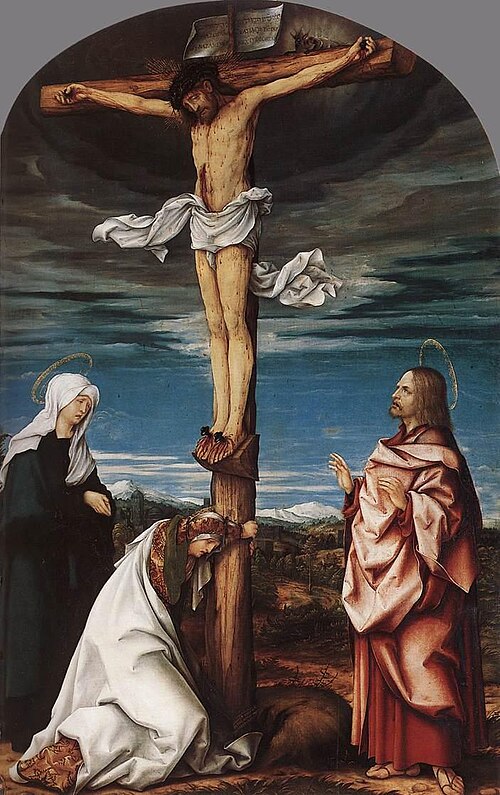 Crucifix with Mary, Mary Magdalen and St John the Evangelist, 1519, Hans Burgkmair