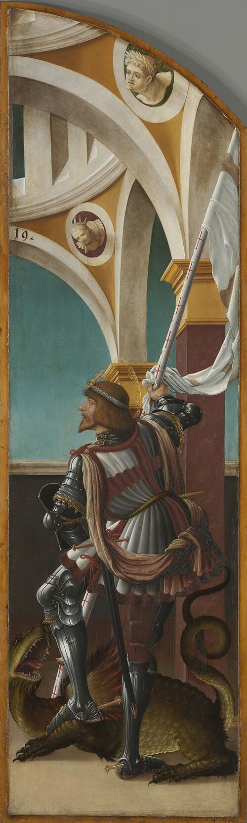 Kreuzigungsaltar, rechte Flügelaußenseite: Hl. Georg, 1519, Hans Burgkmair