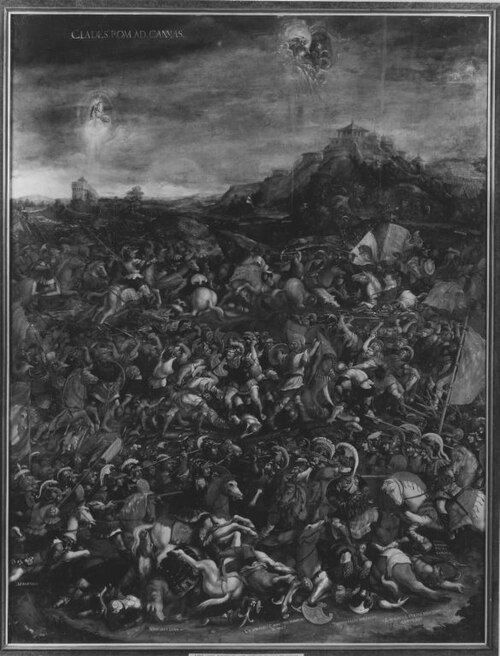 Historienzyklus: Die Niederlage der Römer durch die Karthager in der Schlacht bei Cannae, 1529, Hans Burgkmair