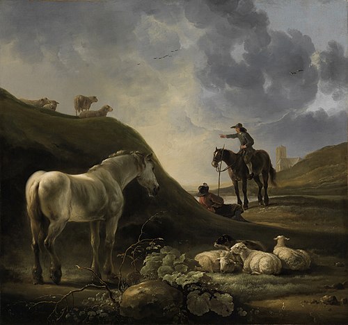 Duinlandschap met een schimmel en een ruiter, 1663, Aelbert Cuyp