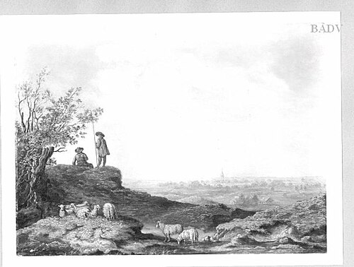 landscape with two shepherds, 1645, Aelbert Cuyp