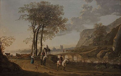 River Landscape with Shepherdess and Travellers, 1650, Albert Cuyp