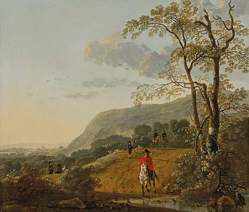 A landscape with riders on a path, , Aelbert Cuyp