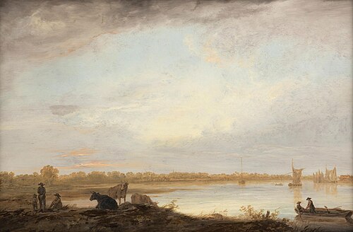 Riverlandscape in evening light, , Aelbert Cuyp