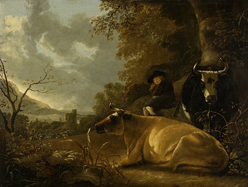 Landscape with cows and young herdsman, 1650, Aelbert Cuyp