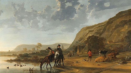 River Landscape with Riders, 1655, Aelbert Cuyp