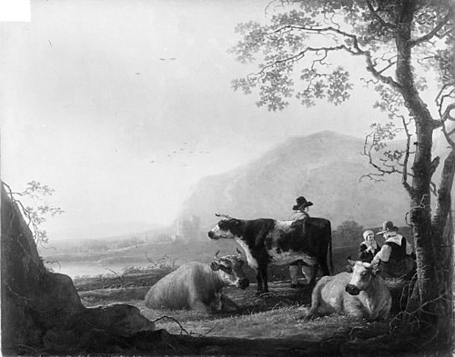 Landscape with Three Cows and Shepherds, 1663, Aelbert Cuyp
