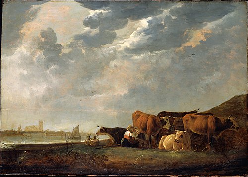 Cattle near the Maas, with Dordrecht in the distance, 1650, Albert Cuyp