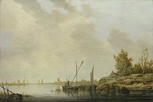 A River Scene with Distant Windmills, 1641, Aelbert Cuyp