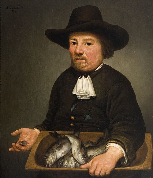 A Man holding a Platter of Fish, 1652, Aelbert Cuyp