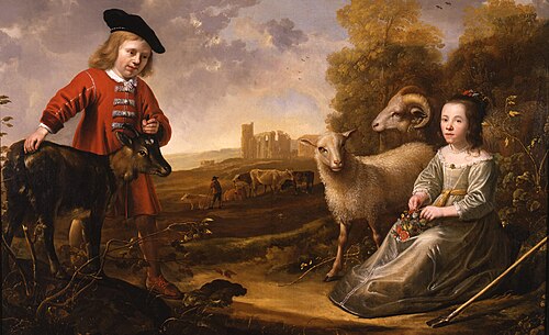 Two Children with a Shepherd in a Landscape, 1651, Aelbert Cuyp
