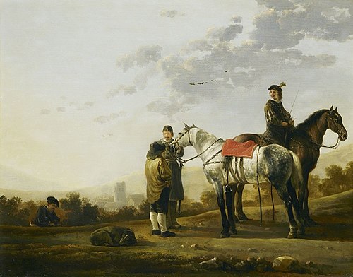 Two Cavalry Troopers Talking to a Peasant, 1650, Aelbert Cuyp