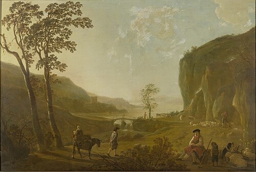 Rocky Landscape with the Rest on the Flight into Egypt, 1664, Aelbert Cuyp