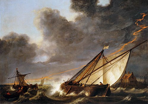 Ships Tossed in a Gale, 1650, Aelbert Cuyp