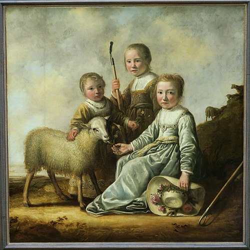 Three Little Shepherdesses with Sheep, 1650, Albert Cuyp