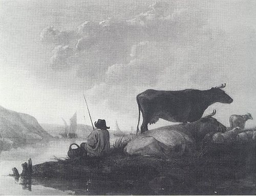 A River Landscape with Fisherman and Cows, 1650, Aelbert Cuyp