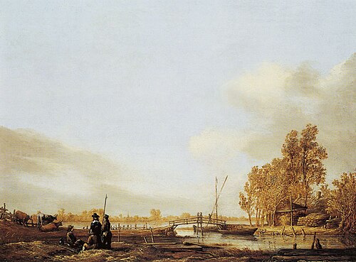 River Landscape with Bridge, 1642, Albert Cuyp