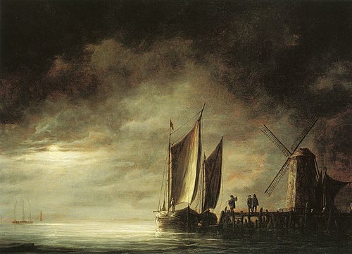 Dordrecht Harbor by Moonlight, 1650, Aelbert Cuyp