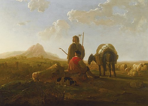 Two Shepherds in a Hilly Landscape, 1646, Aelbert Cuyp
