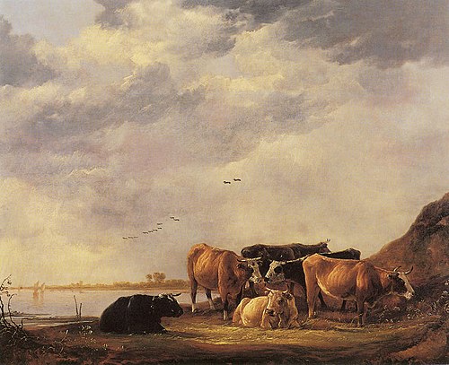 Bulls on a Riverbank, 1650, Aelbert Cuyp