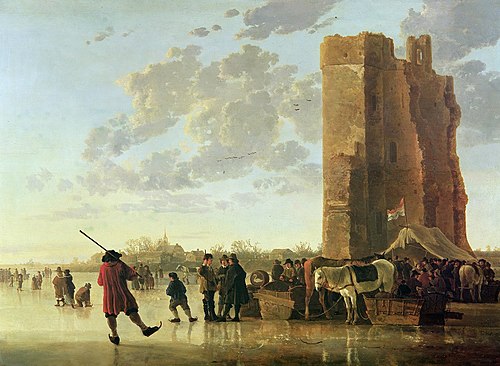 Ice Scene before the Huis te Merwede near Dordrecht, 1655, Aelbert Cuyp