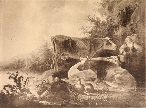 Cows at Pasture, with a Milkmaid and a Sleeping Herdsman, 1660, Aelbert Cuyp