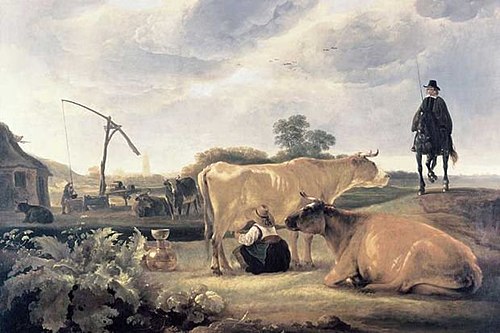 Landscape with Cattle and Milkmaid, 1650, Albert Cuyp