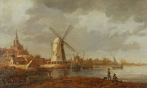 River Scene with a View of Dordrecht and a Windmill, 1645, Aelbert Cuyp