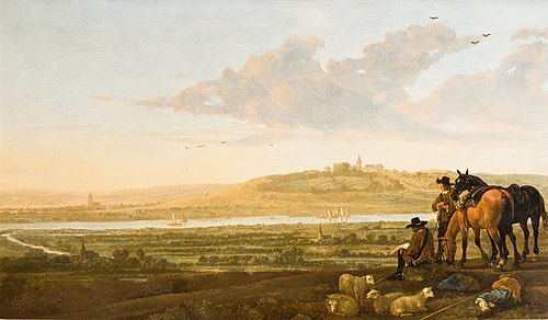 An artist sketching, near Elten, 1655, Albert Cuyp