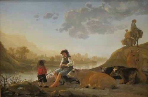 River Landscape with Bagpipe Player, 1650, Albert Cuyp