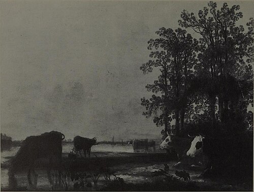 Landscape with Cows on a Riverside, 1645, Aelbert Cuyp