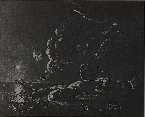 View on the Banks of a River by Moonlight (mezzotint), 1645, Aelbert Cuyp