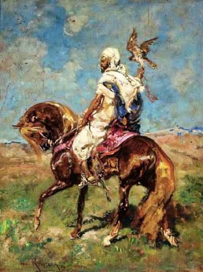 Cavalier arabe avec un faucon., 1926, Henri Émilien Rousseau
