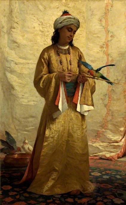 A Moorish Girl with a Parakeet, 1875, Henriette Browne