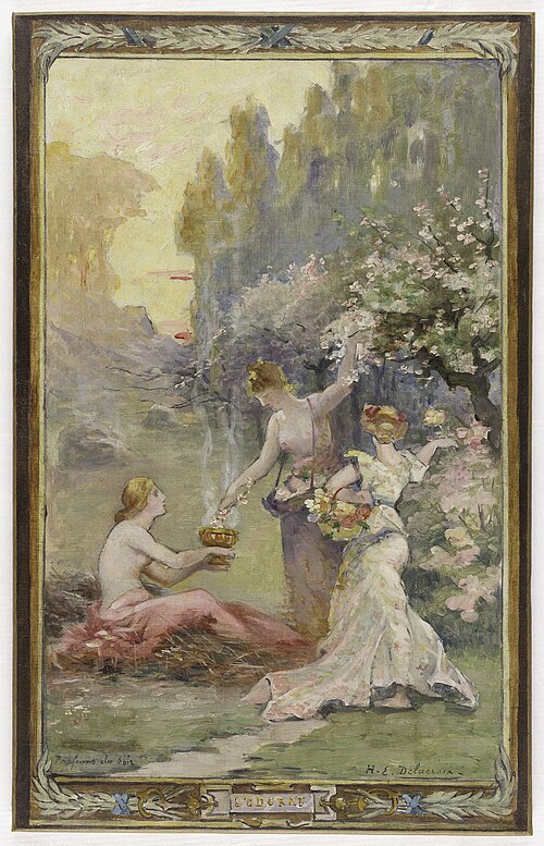 Esquisse pour la mairie du 10ème arrondissement de Paris : L'odorat - Parfums du soir, 1905, Henry-Eugène Delacroix