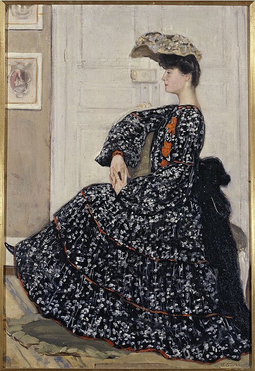 Portrait of a woman in a speckled dress, 1910, Henry Caro-Delvaille