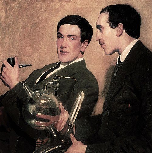 Professorlar P. L. Kapitsa va N. N. Semyonovning portreti, 1921, Boris Koustodiev