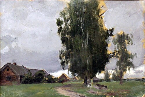Trees in a village, 1911, Boris Koustodiev