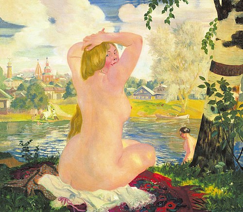 Bathing, 1921, Boris Koustodiev