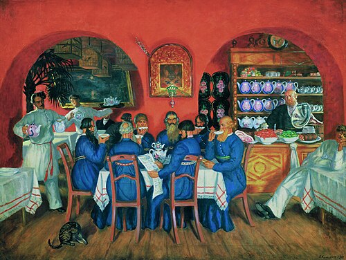 Salon de thé à Moscou, 1916, Boris Koustodiev
