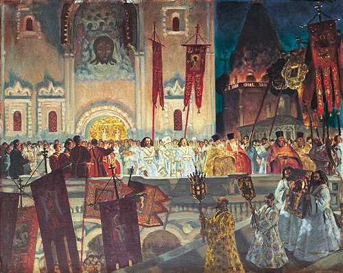 Easter Night, 1917, Boris Koustodiev