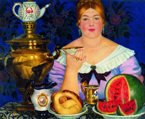 Merchant’s Wife drinking tea, 1923, Boris Koustodiev