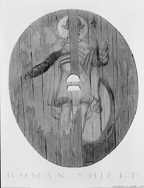 Painting of Shield with figure of Military God found at Dura-Europos, 1934, Herbert Jacob Gute