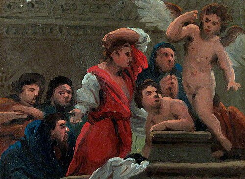 Crowd with a Winged Figure (sketch), , Benjamin West