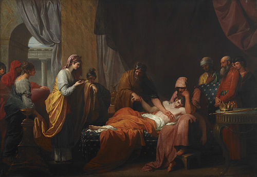 Érasistrate découvrant l'amour d'Antiochus pour Stratonice, 1772, Benjamin West