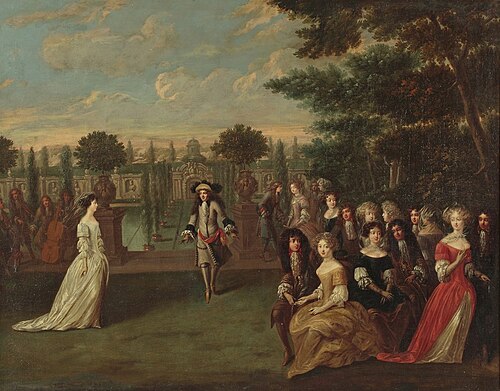 A gathering in the Royal Gardens, 1650, Hieronymus Janssens