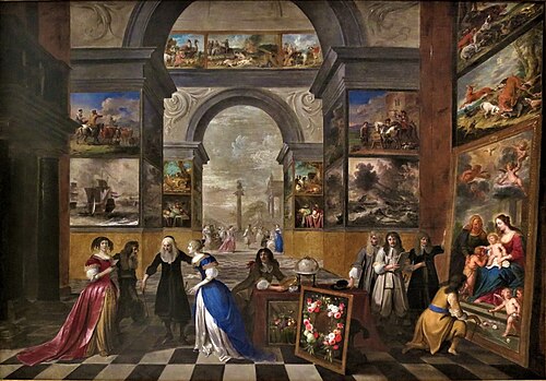 Painting gallery visited by art lovers, 1650, Hieronymus Janssens